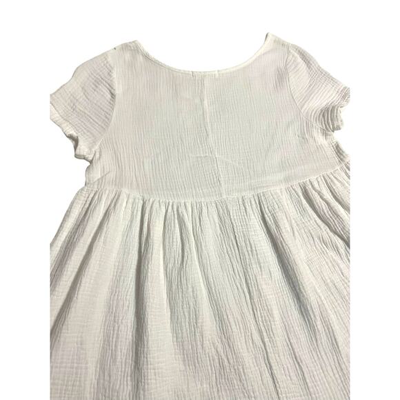 Cici Women’s Soft White Muslin Flowy Shirt Blouse Short Sleeve Size Small Cotton - Picture 4 of 13